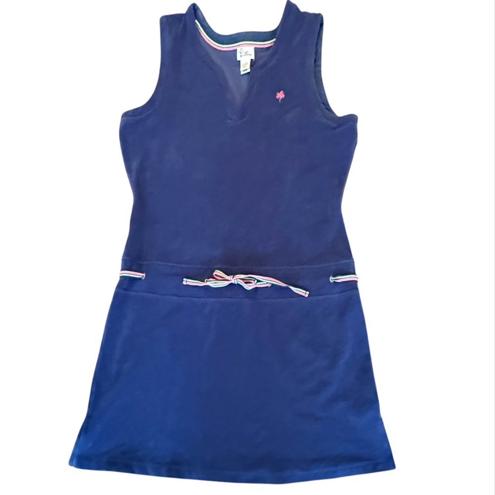Lilly Pulitzer Navy Terrycloth Tank Dress with Drawstring waist Size Large $145